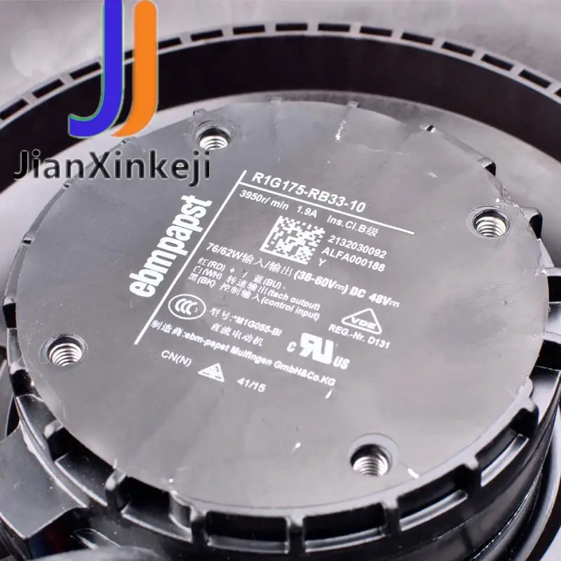 원래 R1G175-RB33-10 M1G055-BI 175mm DC36-60V 48V 7662W 1.9A 3950rpm 원심 터보 팬 풍력 터빈 팬