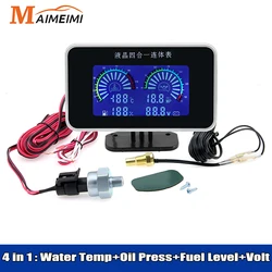 Multi - Functional LCD Car Digital Gauge with Sensor Kit (4 in 1 C)