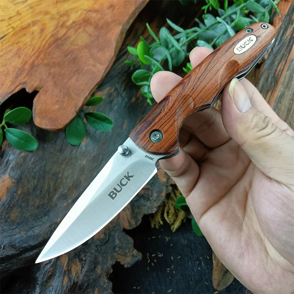 BK 269 Folding Pocket Knife 440C Blade Wood Handle High Quality Outdoor EDC Survival Camping Hiking Hunting Tool 5