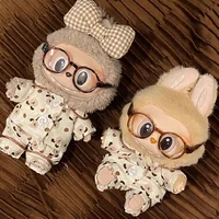 Labubu Silk Spotted Pajamas - Luxe Sleepwear Outfit for 17cm Labubu Doll with Soft Polka Dot Design 1