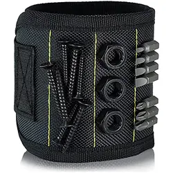 Magnetic Wristband Tool Holder with Strong Magnets - Ideal for Holding Screws, Nails, and Drill Bits (5 rows of 15 magnets)