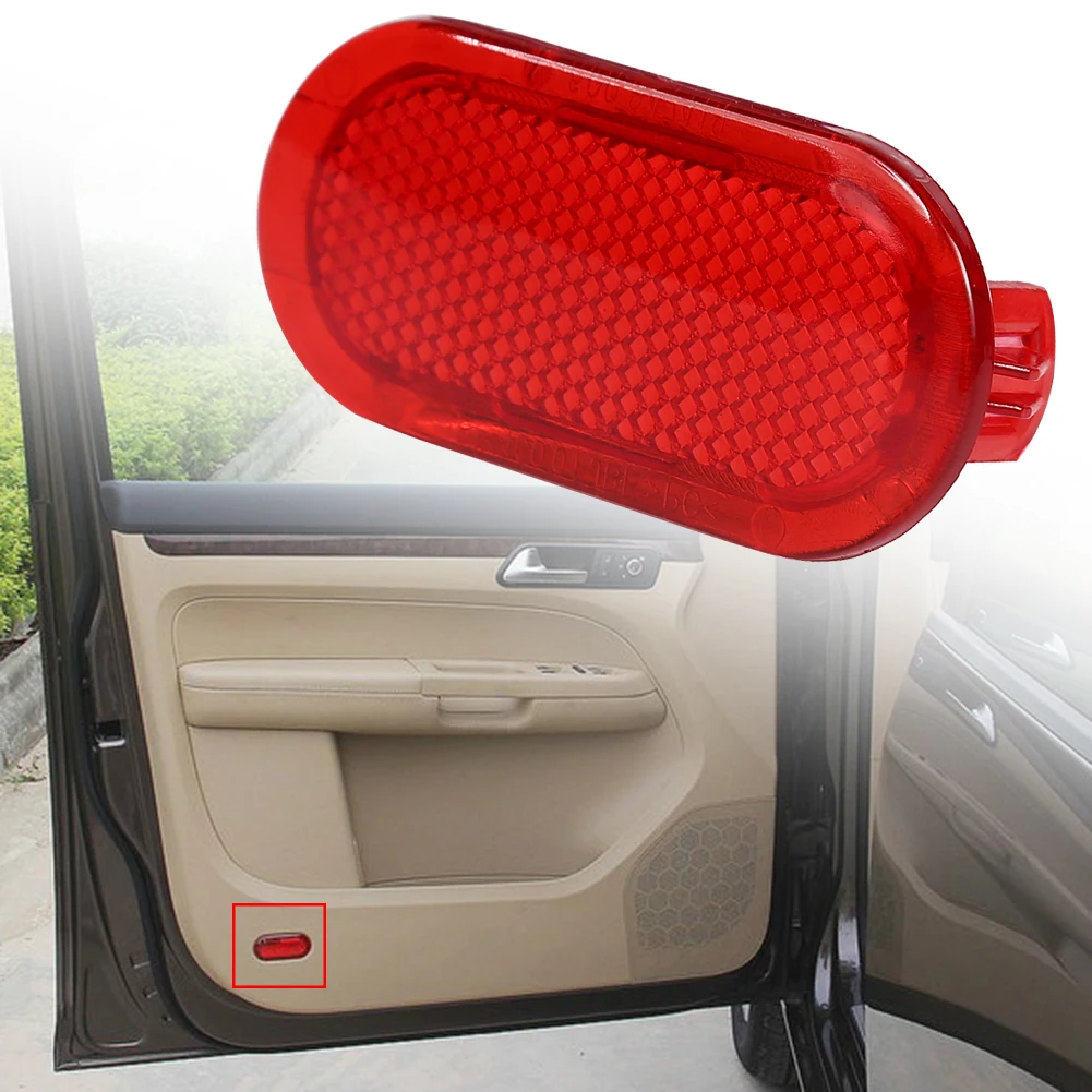 For Beetle Caddy Polo Touran 02-16 Red Car Door Trim Panel Reflector 6Q0947419  Red Appearance Plastic 70x30 mm 8g