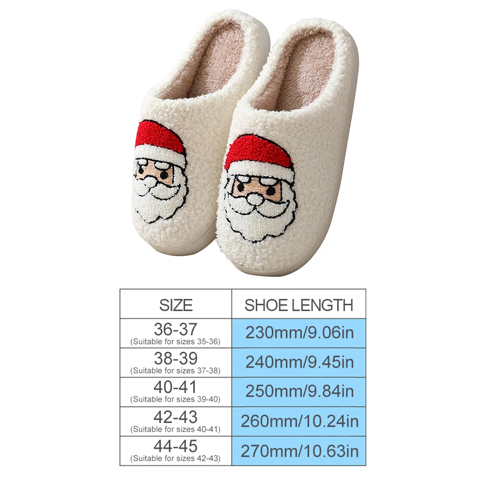 Christmas Slippers Cute Santa Claus Footwear Christmas Shoes Soft Plush Closed Toe Slippers Anti Slip Women Household Supplies