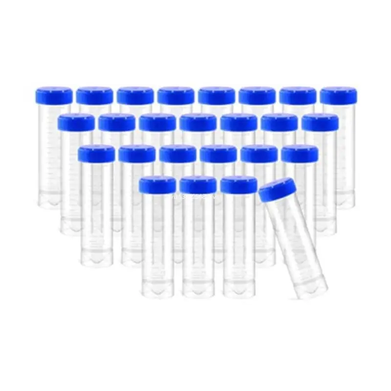 25Pcs 50ml Graduated Plastic Centrifuge Tubes with Screw Caps and Tubes Rack