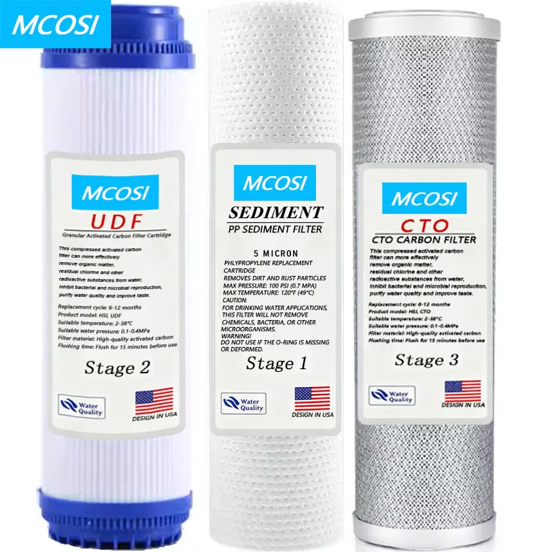 MCOSI 5단계 필터 카트리지 50/75/100GPD RO 멤브레인 정수기 역삼투압 시스템 가정용 정수 필터