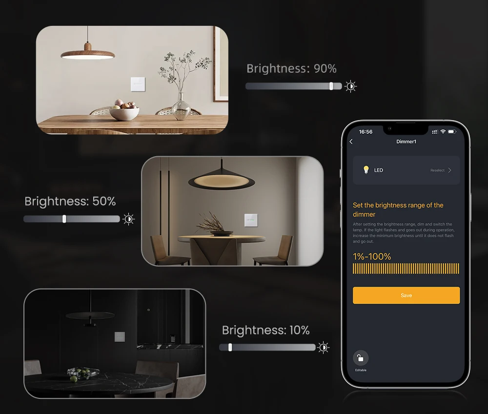 WiFi Smart Dimmer Switch,Groove design with Sliding Indicator Light,Support Brig