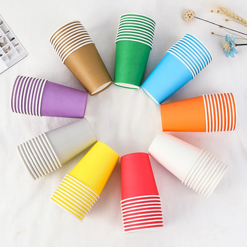Party Supplies Disposable Tableware 10PCS 9oz 250ml Solid Thick Paper Cup Wedding Birthday Party Holiday