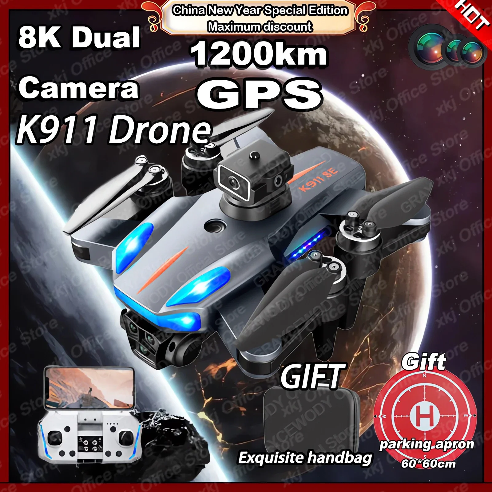 K911 SE GPS 드론, 8K 전문 장애물 회피, 4K 듀얼 HD 카메라, 5G 브러시리스 모터, 접이식 쿼드콥터 선물 장난감, 신제품