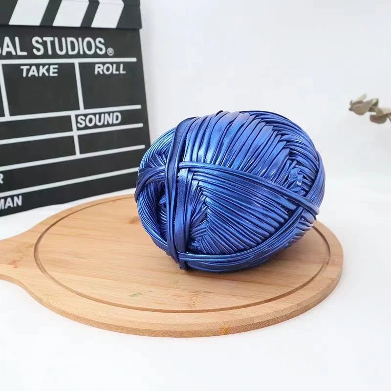 INS Metallic Yarn Crochet Knitting DIY Material Needlework Weaving Fancy Thick Cloth Wool Shinny Gold Silver Purse Handbag