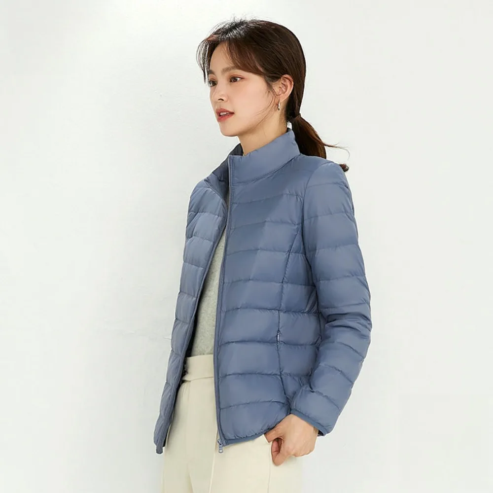 Lightweight Down Jacket Women 2023 Autumn Winter Slim Stand Collar Warm Puffer Jackets 90% White Duck Down Coat Woman Outerwear