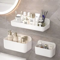 Bathroom Shelf No Drill Wall Mounted Shampoo Bottle Shower Corner Rack Toilet Storage Rack Plastic Bathroom Kitchen Accessories 1