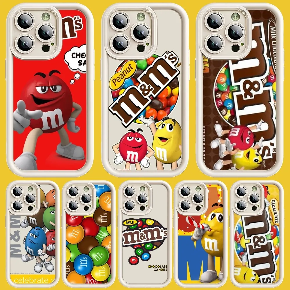 Мультяшный чехол для телефона C-Cokelat M-Ms, мягкий силиконовый чехол для iPhone 15 11 12 13 14 Pro Max, защитная крышка объектива