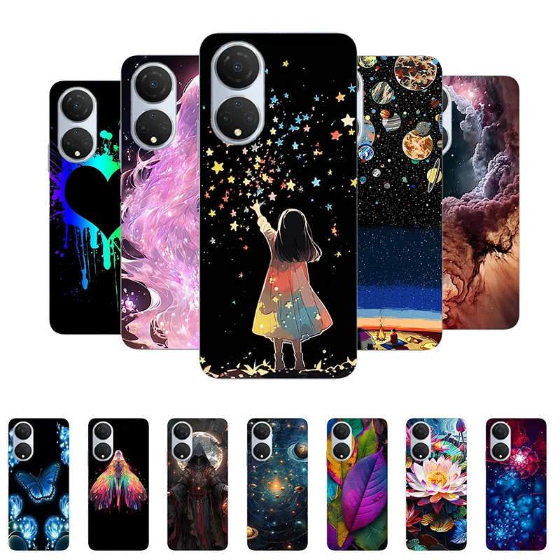 

Case For Honor X7 Cover Honor X7 2022 Case Silicone Soft Fashion Girl Flower Back Cover for HonorX7 X 7 CMA-LX3 Phone Cases