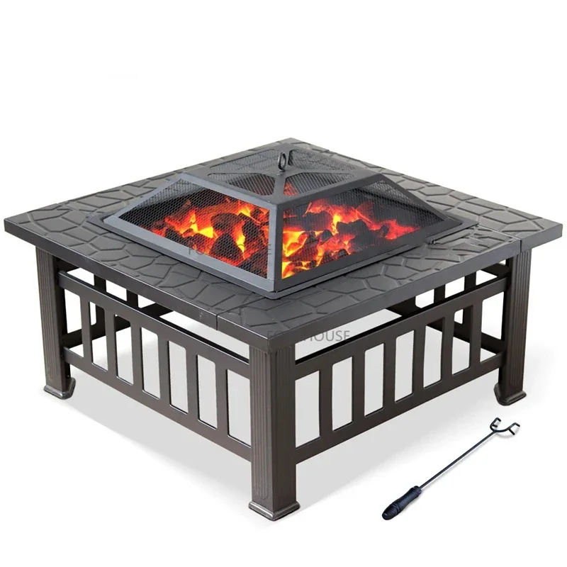 Modern Stainless Steel Fires Pit for Outdoor Heaters Barbecue Grill Winter Household Multifunctional Courtyard Roasting Stoves