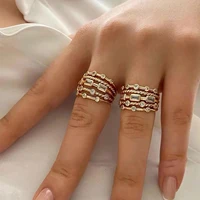 Nwe 18 K Gold Plated Sun Rings for Women Natural Stone Inlaid in Hollow Metal Texture Ring Trendy Jewelry 3