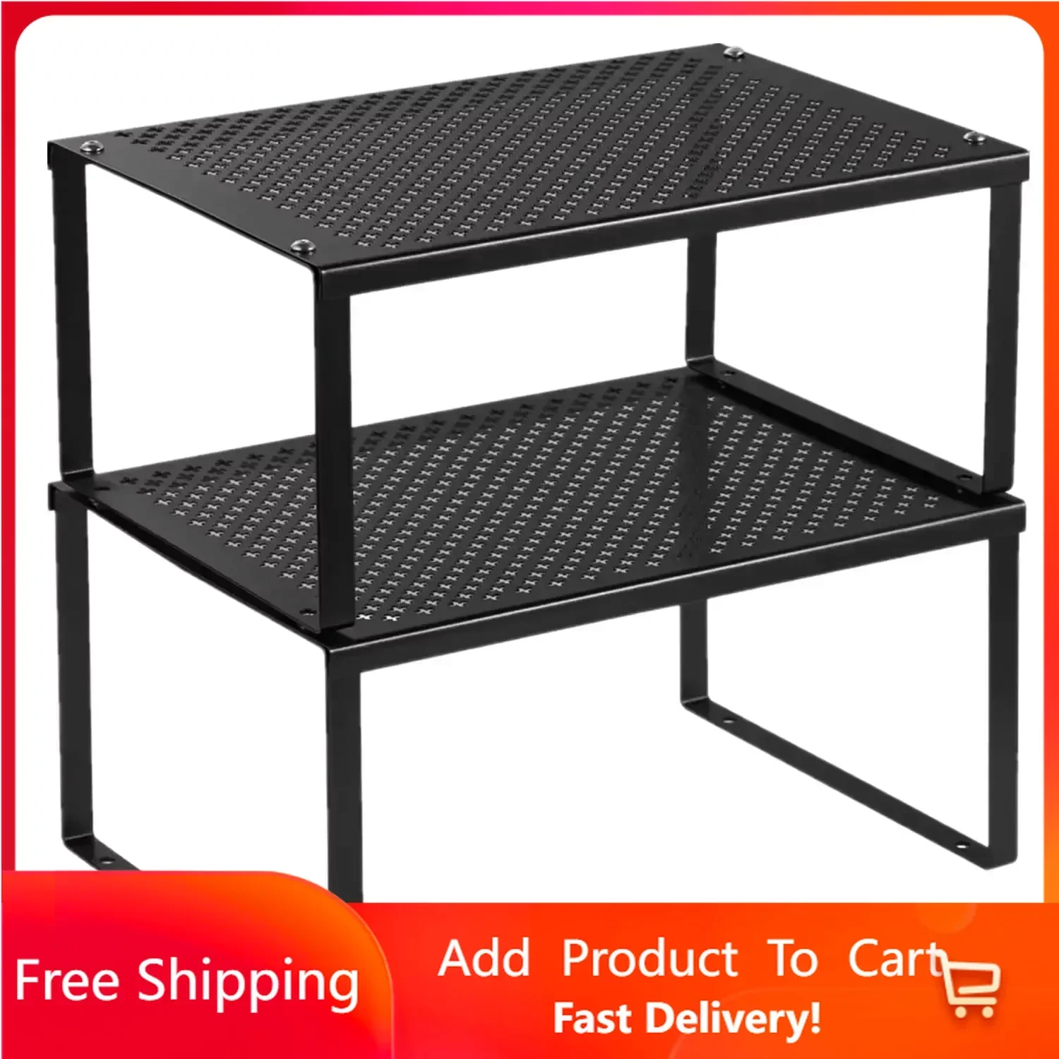 

2 Pack Expandable Stackable Black Counter Storage for Kitchen Cabinets, Kitchen Storage, Kitchen Accessories Rapid Transit Free