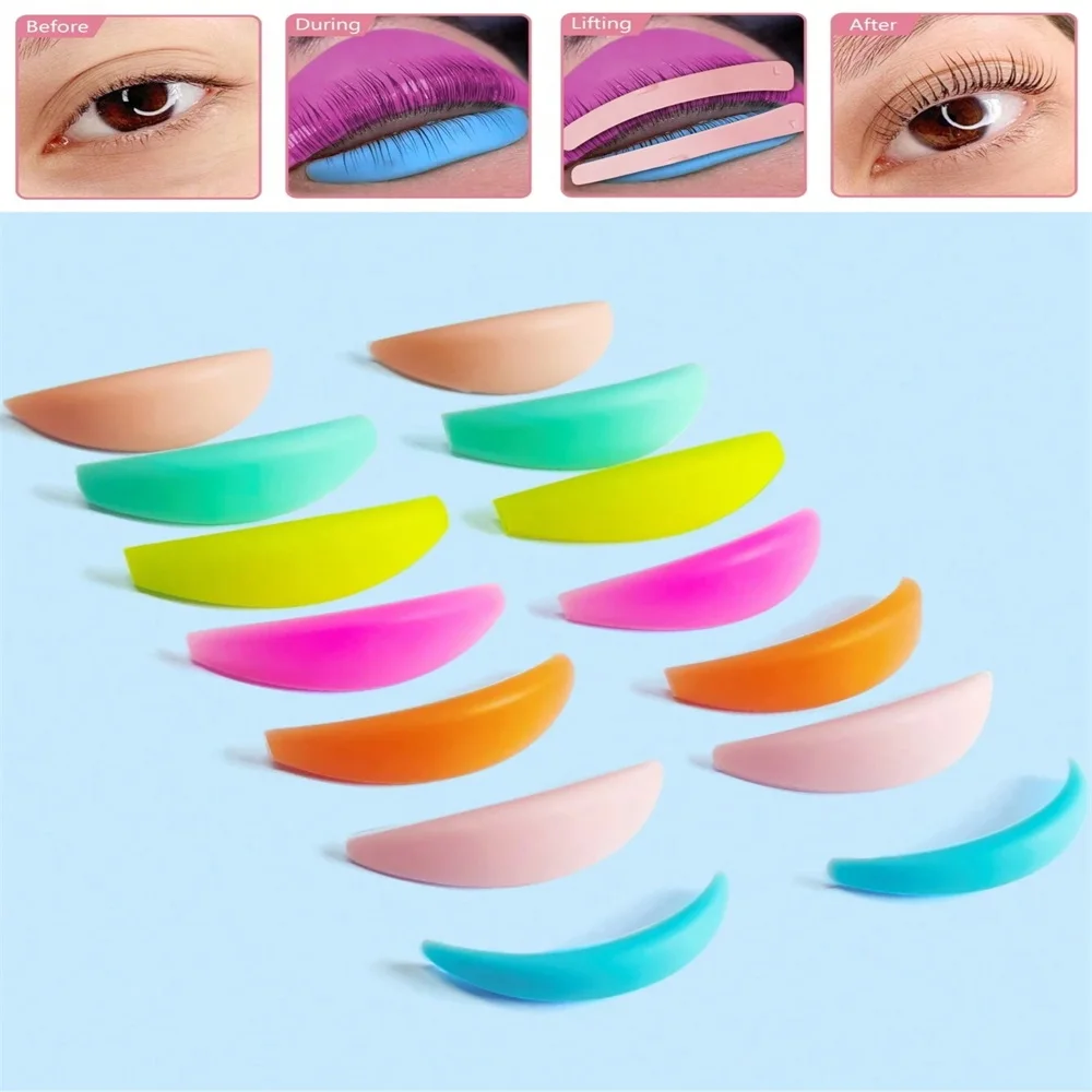 Libeauty 7 Pairs Silicone Eyelash Perm Rod Lash Lift Shield Eyelash Curler Accessories Lifting Eeyelash Curling Iron Makeup Toos