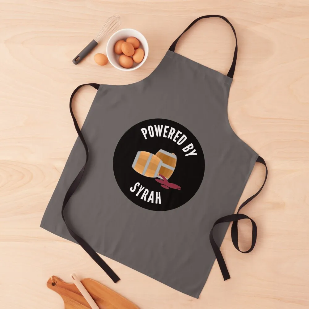 

Powered By Syrah - Cute And Funny Syrah Apron Kitchen Apron For Men Kitchen Things For Home Kitchen