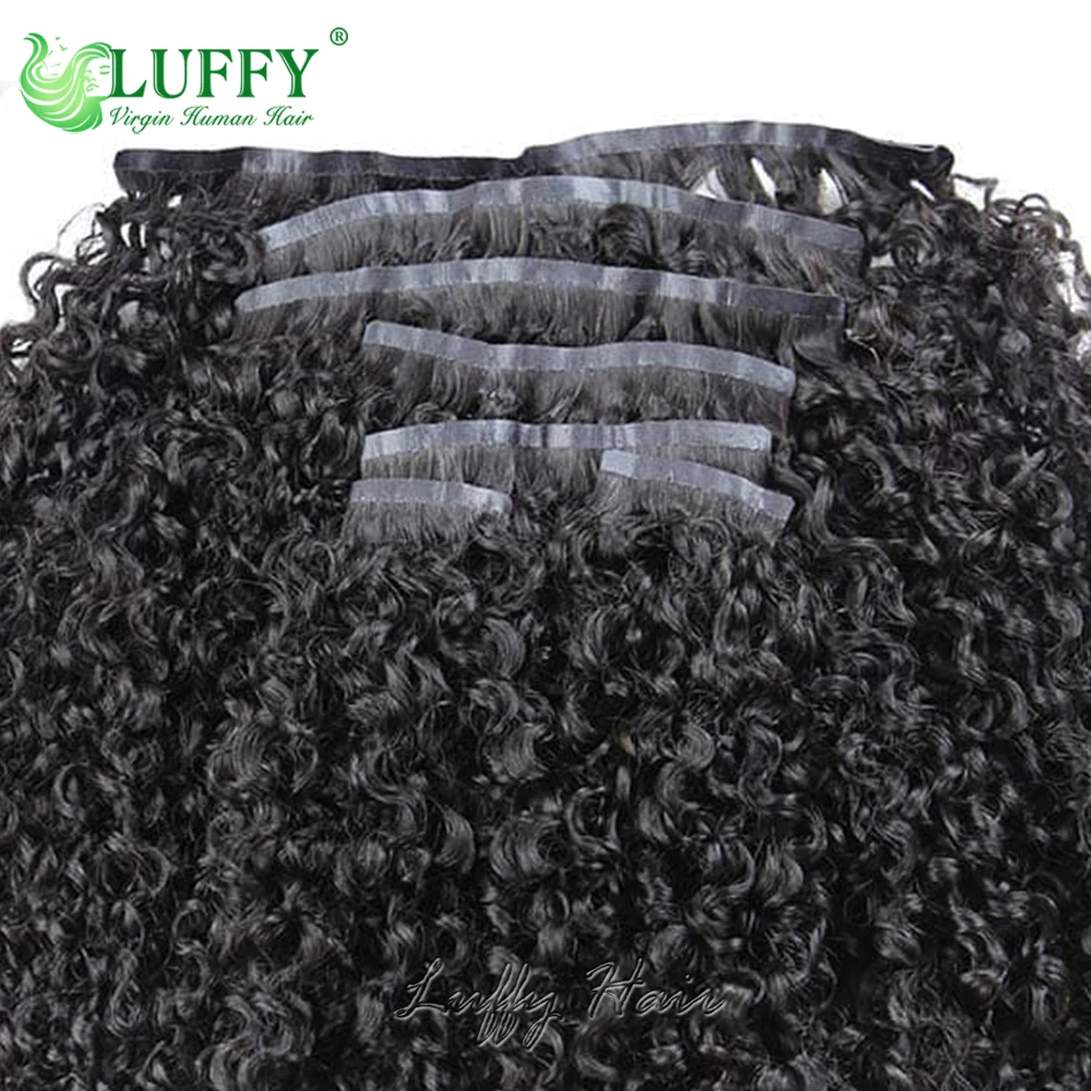 Afro Kinky Curly Seamless Clip Ins Human Hair PU Clip In Hair Extensions Black Women Skin Weft Burmese Human Extension human hair extensions