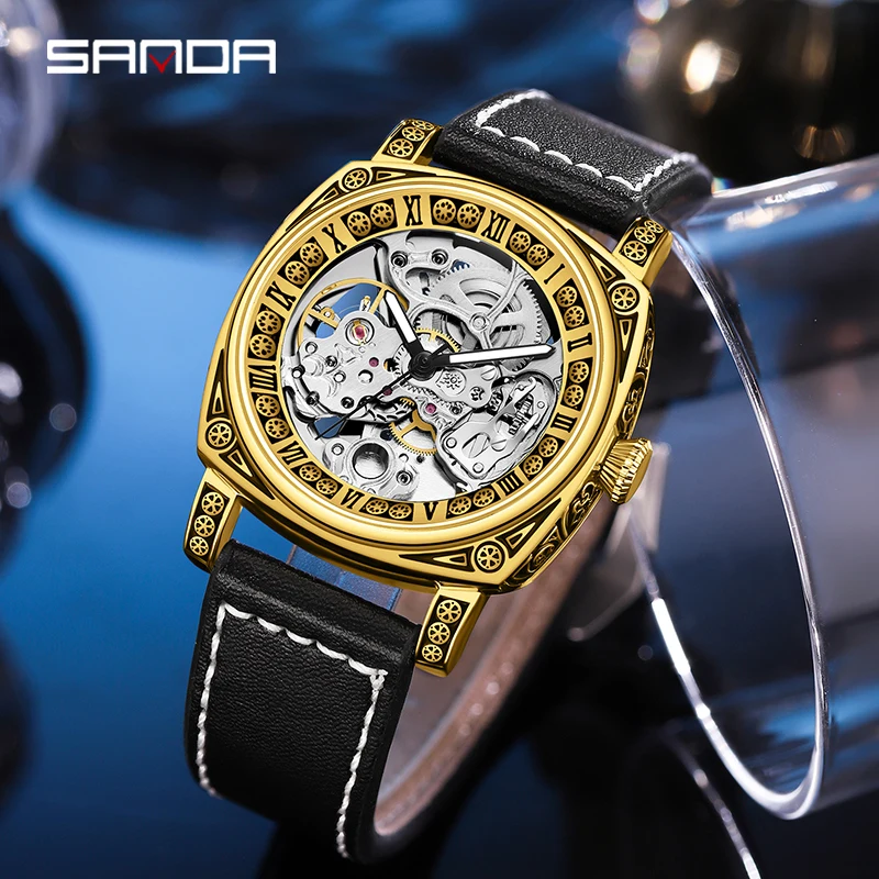 

SANDA Brand Carved Watches Fully Automatic Men Watch Hollowed Fashion Luminous Mechanical Watches Luxury MAN WATCH Reloj Hombre