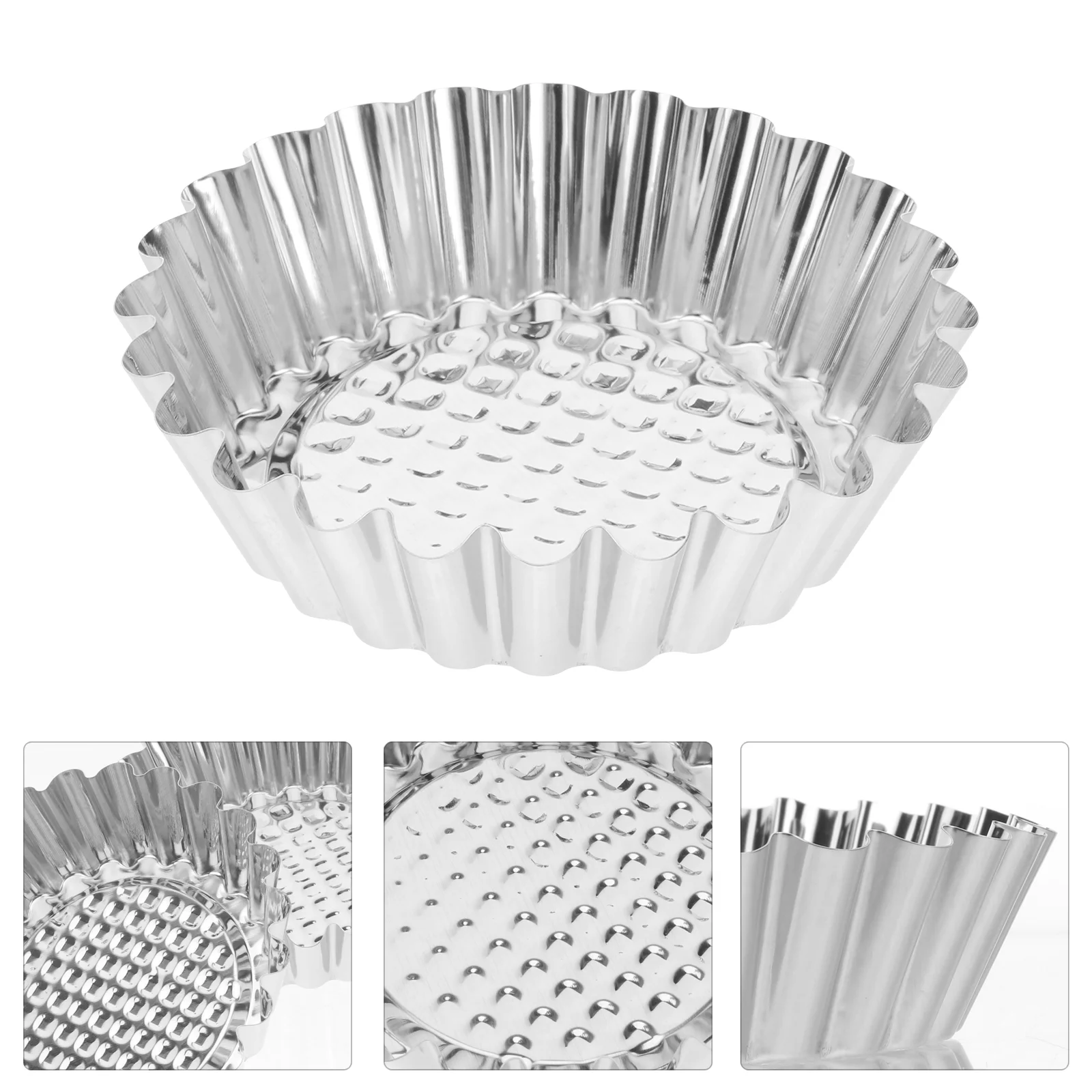 

Stainless Steel Round Lace Egg Tart Molds Reusable Tartlet Moulds Baking Cup