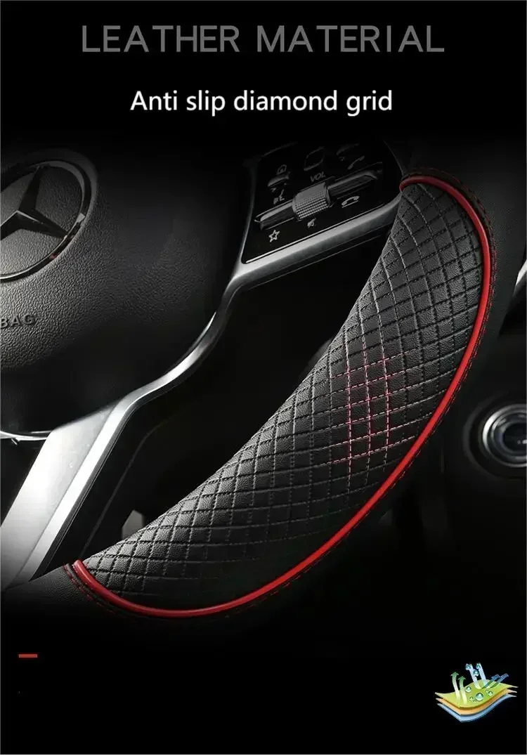 Microfiber leather steering wheel cover image 2