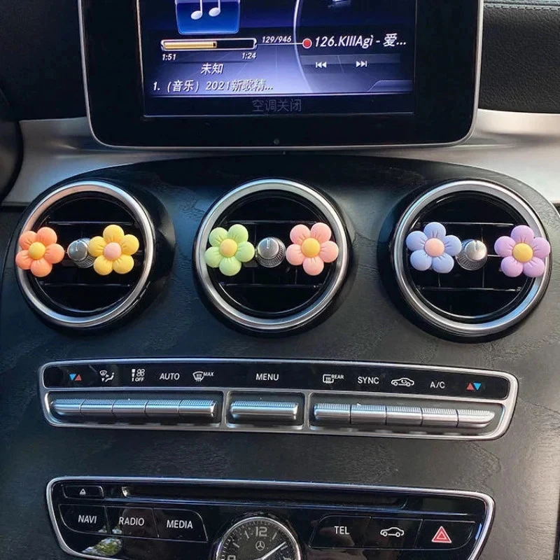 Colorful Floral Aromatherapy Car Air Freshener Clips – Cute Flower Decor