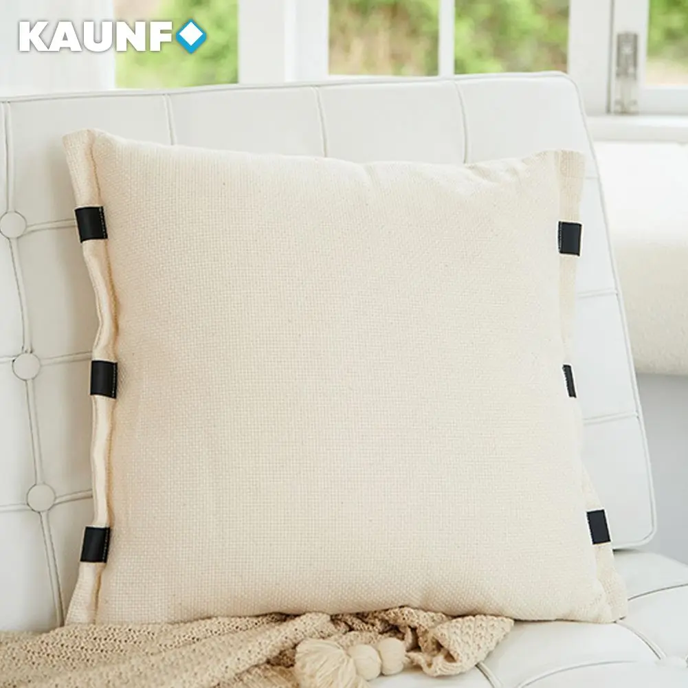 

KAUNFO European Style White Grey Pillow Covers Squared Cushion Cover Modern Sofa Cushion Cases Home Decor 45x45cm 1PC