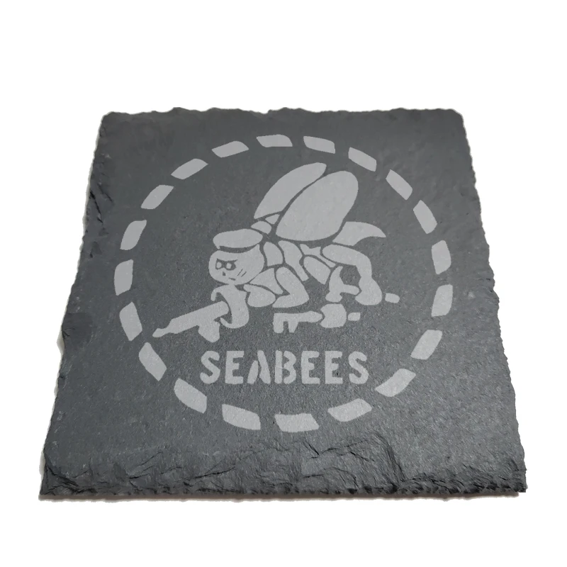

Military Navy Seabees Natural Rock Coasters Black Slate for Mug Water Cup Beer Wine Goblet J048