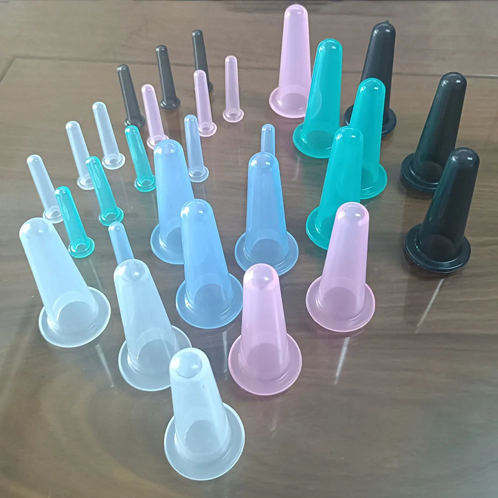 Silicone Vacuum Cupping Massage Jars Anti Cellulite Massage Facial Suction Cups Face Neck Lift Skin Scraping Beauty Tool 4PCS