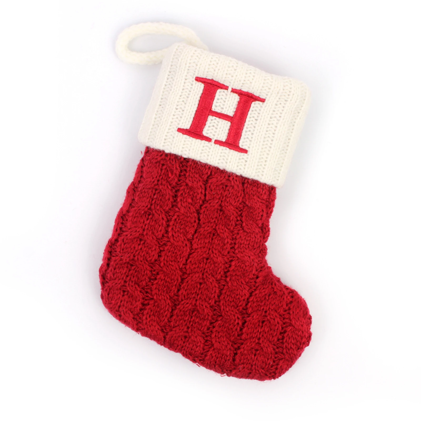 thumbnail image 1 of Calcetines navideños de año próximo con letras del alfabeto de copos de nieve rojos Medias de punto navideñas Decoración para árbol de Navidad para el hogar Regalo de Navidad, 1 of 5