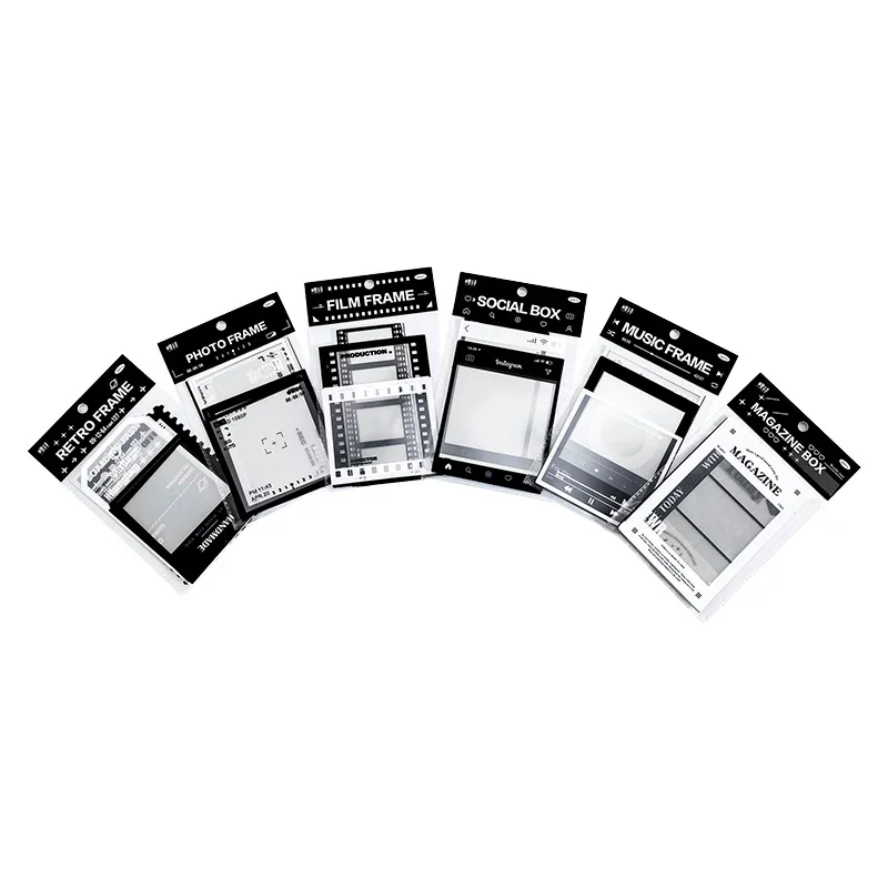 Journamm 15 개/갑 투명 PET 프레임 스티커 장식 정크 저널 Scrapbooking 배경 콜라주 빈티지 재료 스티커