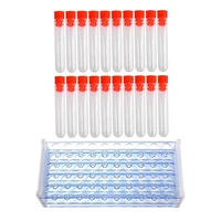 1X Plastic Test Tube Stand Bracket Rack For 12-13MM Test Tubes 50 Hole Positions & 20 Pcs Non-Completed Plastic Test Tubes Lab T 1