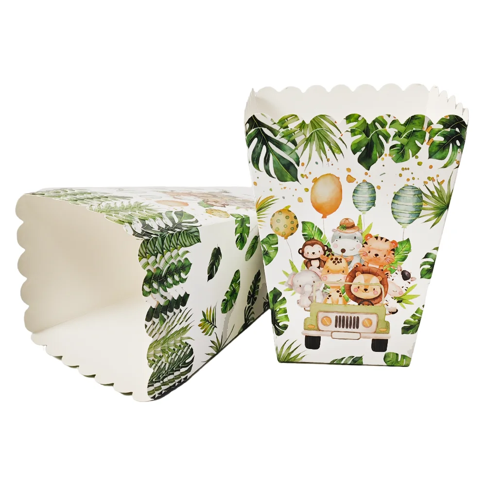 Caixas para pipoca tema animais da selva para aniversário_voghion.com