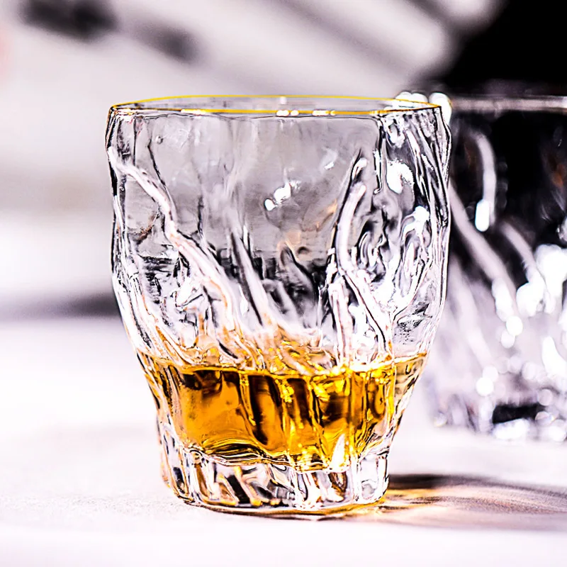 Creative Bark Whiskey Glass Irregular Twisted Tumbler Art Whisky Wine Drinking Glasses Japan Design Party Water Tea Cup Teacup