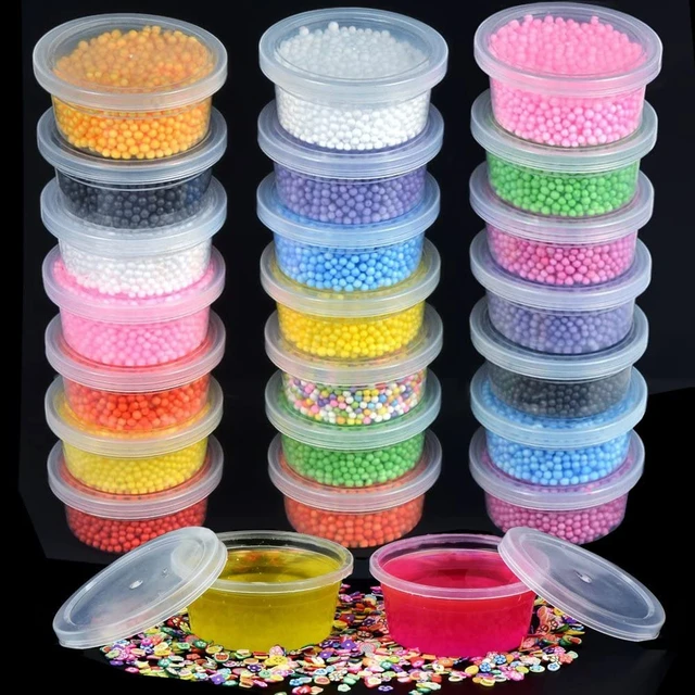 40Pcs Slime Storage Containers 4Oz Big Size Clear Plastic Foam Ball Storage  Jars Reusable Leakproof Plastic