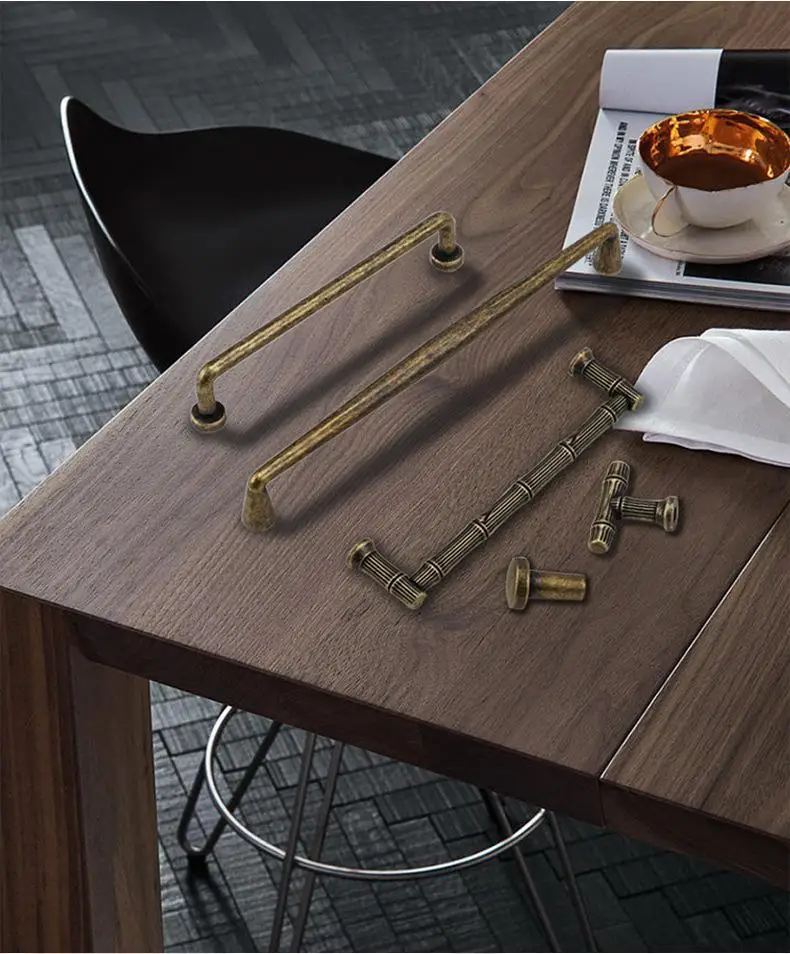 Description Picture 2 of itemCabinets Wardrobes Handles Cabinet Door Handles Retro American Style Antique Copper Minimalist Zinc Alloy Small Pulls