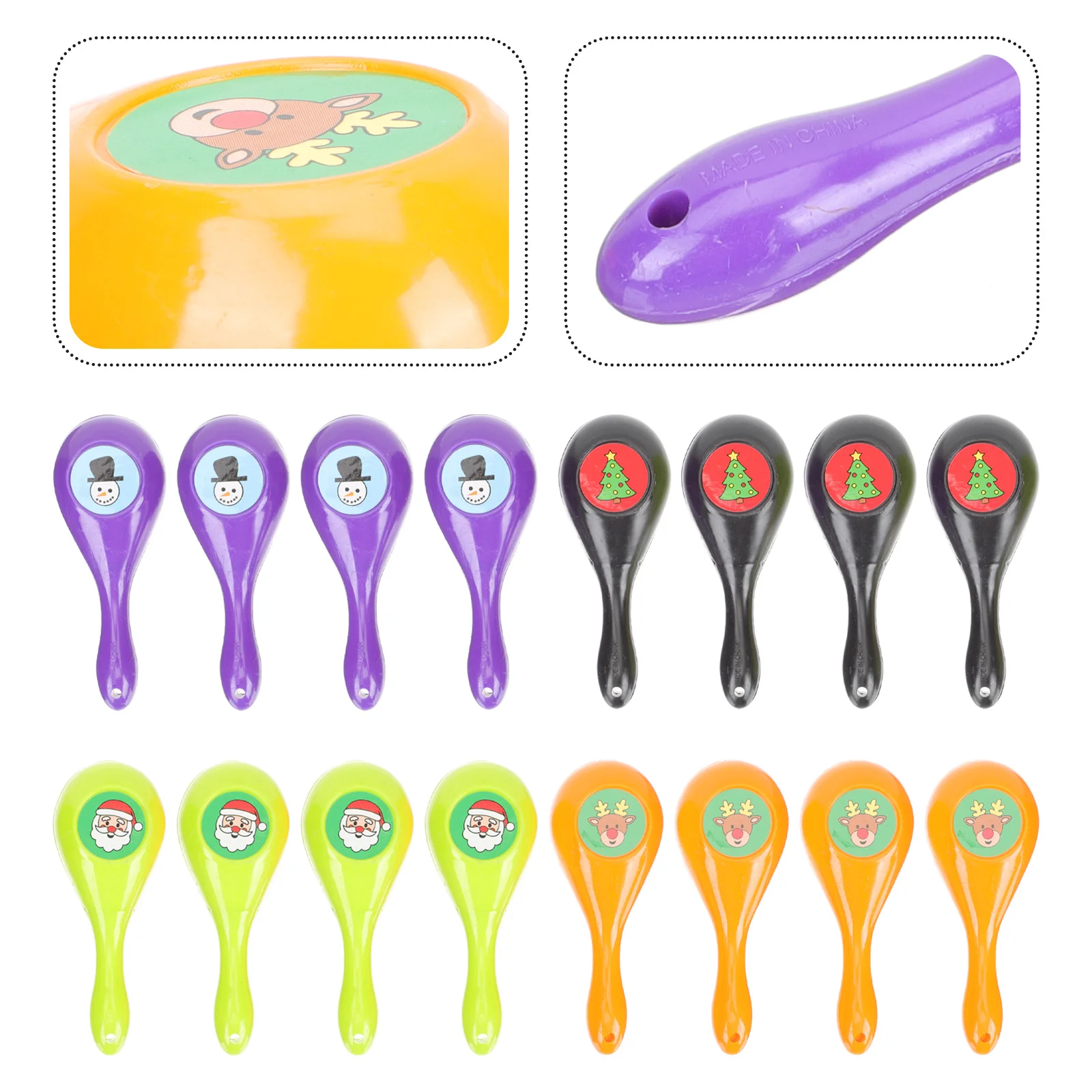 

16 Pcs Mini Maraca Christmas Maracas Toys Music Finger Hammer Shakers Sand Plastic Kids Instrument Toddler Educational