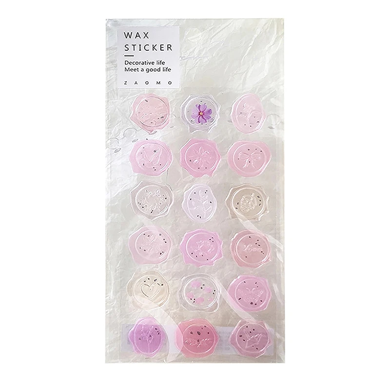 캔디 컬러 빈티지 왁스 도장 스탬프 스티커, DIY 스크랩북 플래너 장식, 문구 봉투 씰링 태그, 18 개