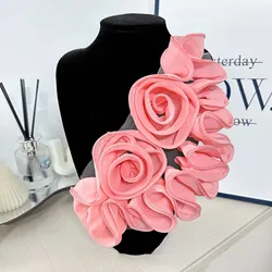 Elegant Handmade 3D Floral Applique for Wedding Dress Embellishments (X3349 pink)