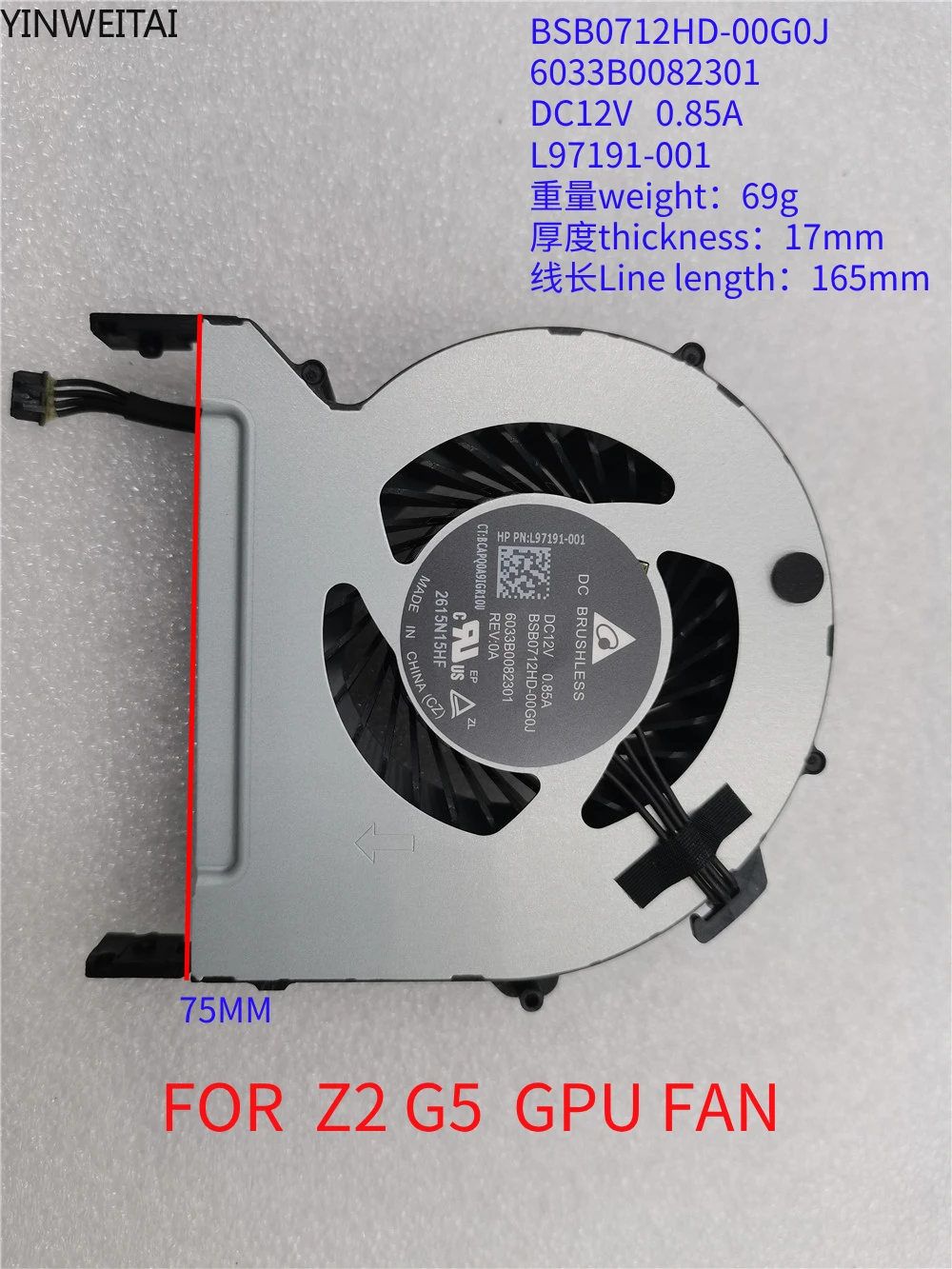 Ventilador Original para Gpu hp Mini z2 g5 Refrigeração Dfs200912ap0t Bsb0712hd00g0j 6033b0082301 L97191-001 12v