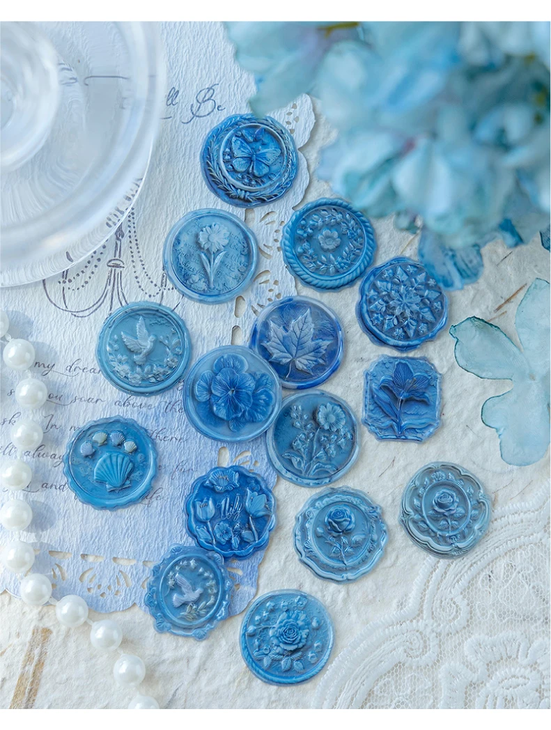 JIANQI 15 teile/paket Lack wachs relief Aufkleber papier Materialien DIY Scrapbooking Materialien Collage Junk Journal Decor Aufkleber – Detail 14