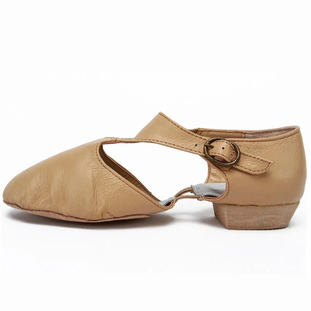 Dance Shoes Genuine Leather Stretch Jazz Dance Shoes For Women T Strap Ballet Lyrical Teachers' Sandals