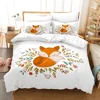 Fox Pattern Duvet Cover Set Queen Bedding Sets for Boy Girl Animal Theme Fox Gifts Polyester Comforter Cover King Twin Full Size 2