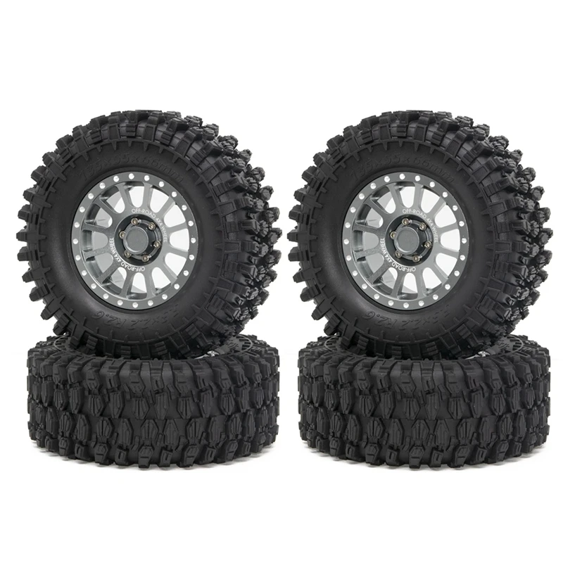 

4Pcs 2.6 Inch Metal Beadlock Wheel Rim 135Mm Rubber Tire Tyre For 1/10 RC Crawler Car Axial SCX10 Wraith RR10 Capra