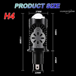Ultra - Bright H4 LED Projector Lens Headlight - Wireless with Fan, Turbo Lights, Plug and Play, 6000K (2Pcs)