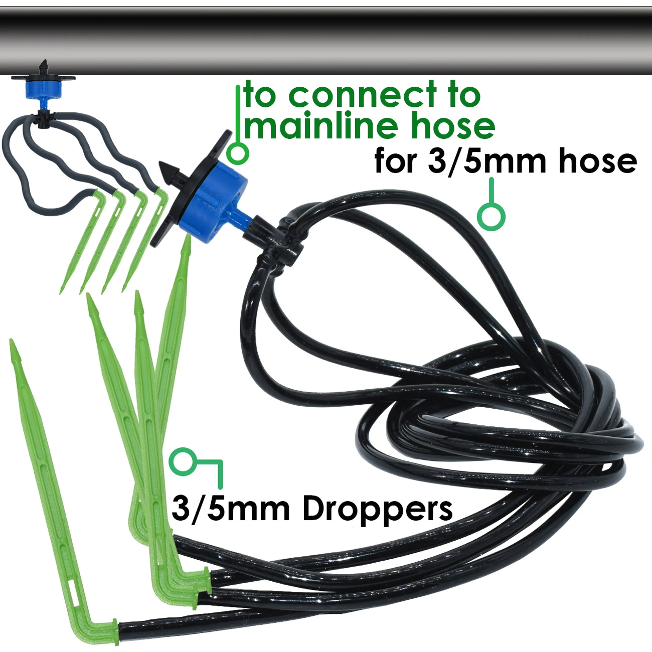 Greenhouse Drip Irrigation Watering System 4-way 3/5mm Irrigation Drip Arrow 2-way Transmitter for Pot Garden Lawn 10set/20set 3