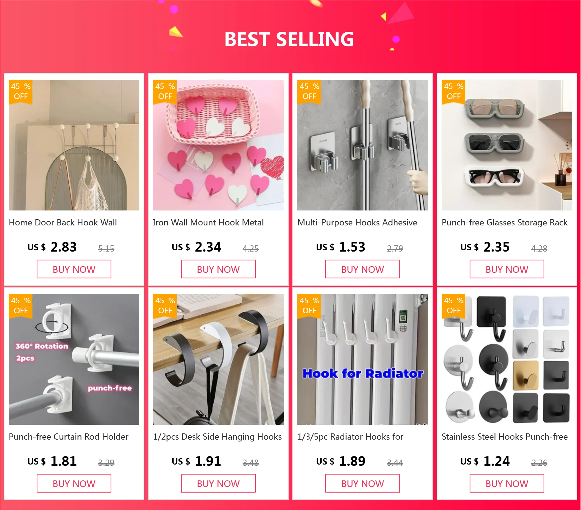 Description Picture 2 of item2/3/5PCS Mop Clip Wall Mounted Storage Hook Waterproof Mop Organizer Durable Bathroom Sundries Organize Rack Mops Hanging Shelf