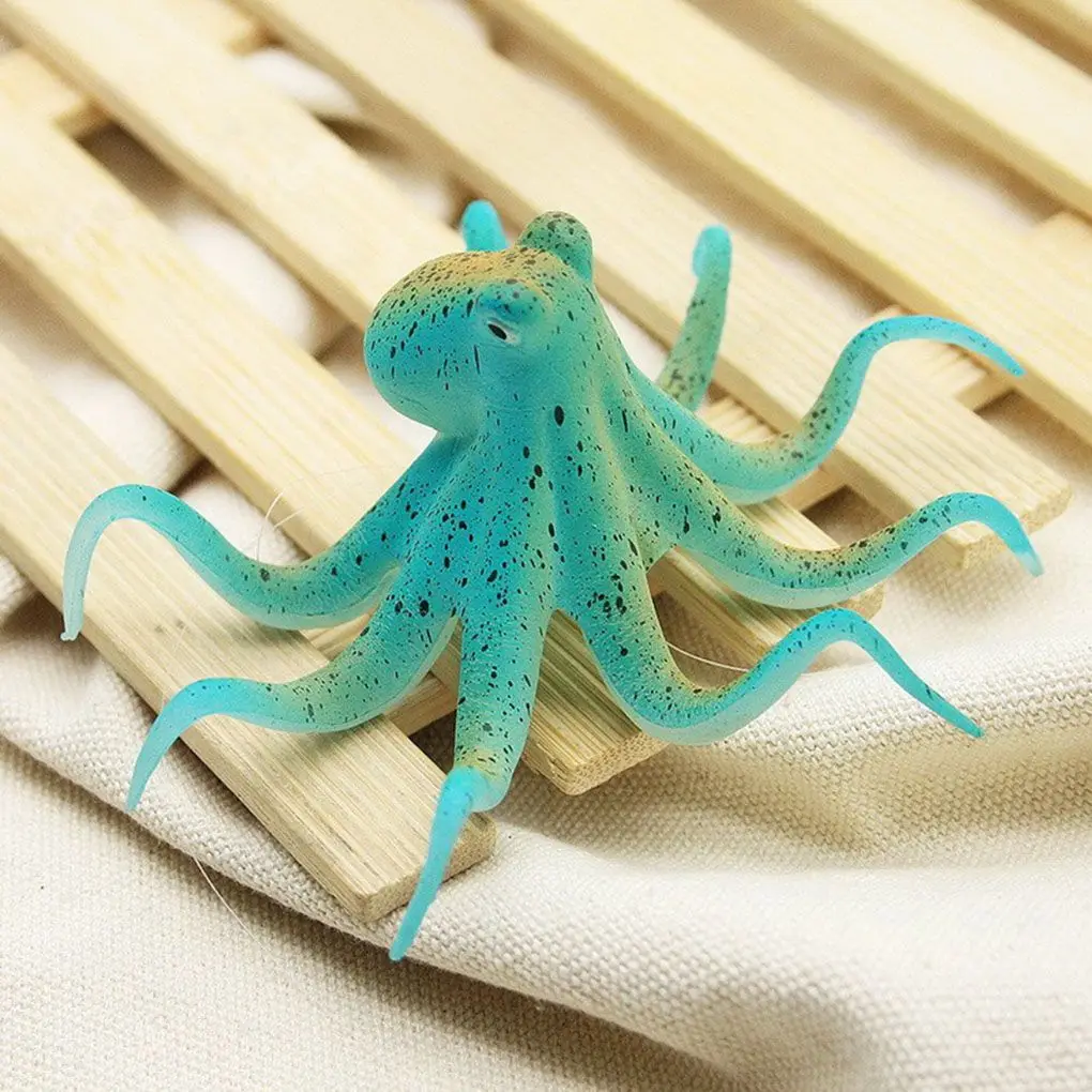 1Pcs Fun Fish Tank Undersea Animal Landscaping Decorations Fluorescent Artificial Octopus Aquarium Ornament With Suction Cup