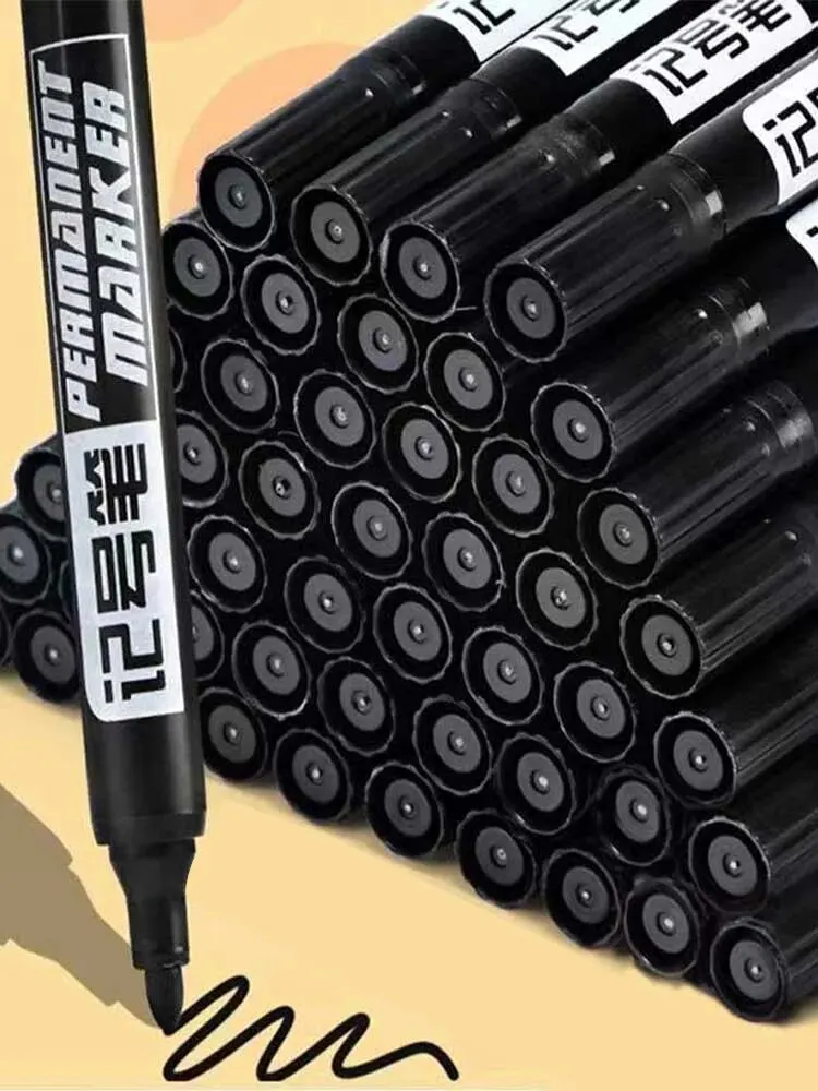 Marker pens 10 Oil-based Marker Pens Black Line Marking Pens Waterproof Non Fading Express Delivery Large Headed Non Erasable